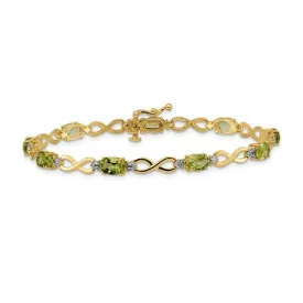 10KT YELLOW GOLD 4 CTW PERIDOT & .025 CTW DIAMOND BRACELET