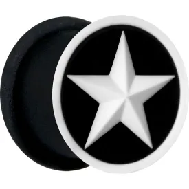 1/2 Black White Star Silicone Plug