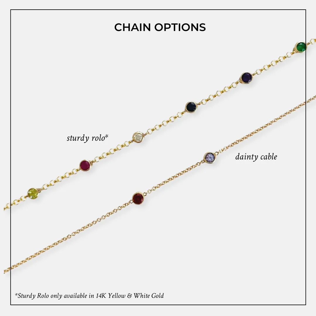 14K Gold 3 Birthstone Charms Bracelet