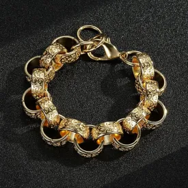 15mm Gold Filled Bonded Ornate Belcher Bracelet 8.5/9.5 Inch