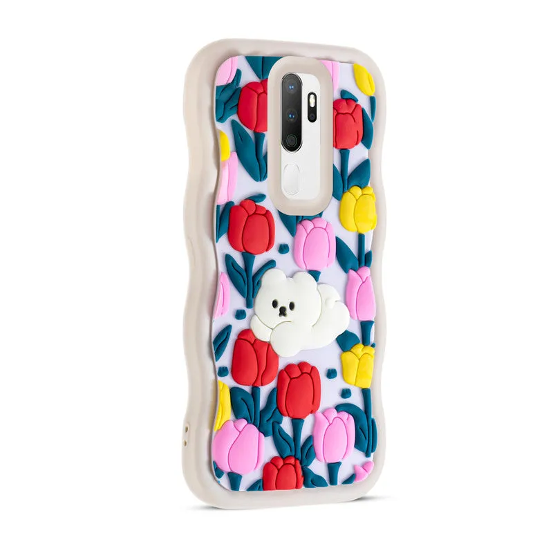 3D Silicone Soft Wave Edges Mobile Back Case For Oppo A5 2020