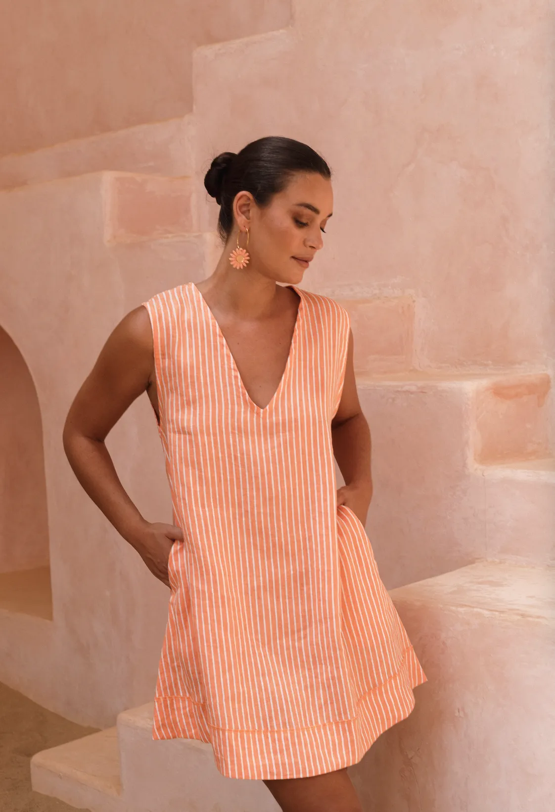 Bailey Dress Printed Linen - Wholesale