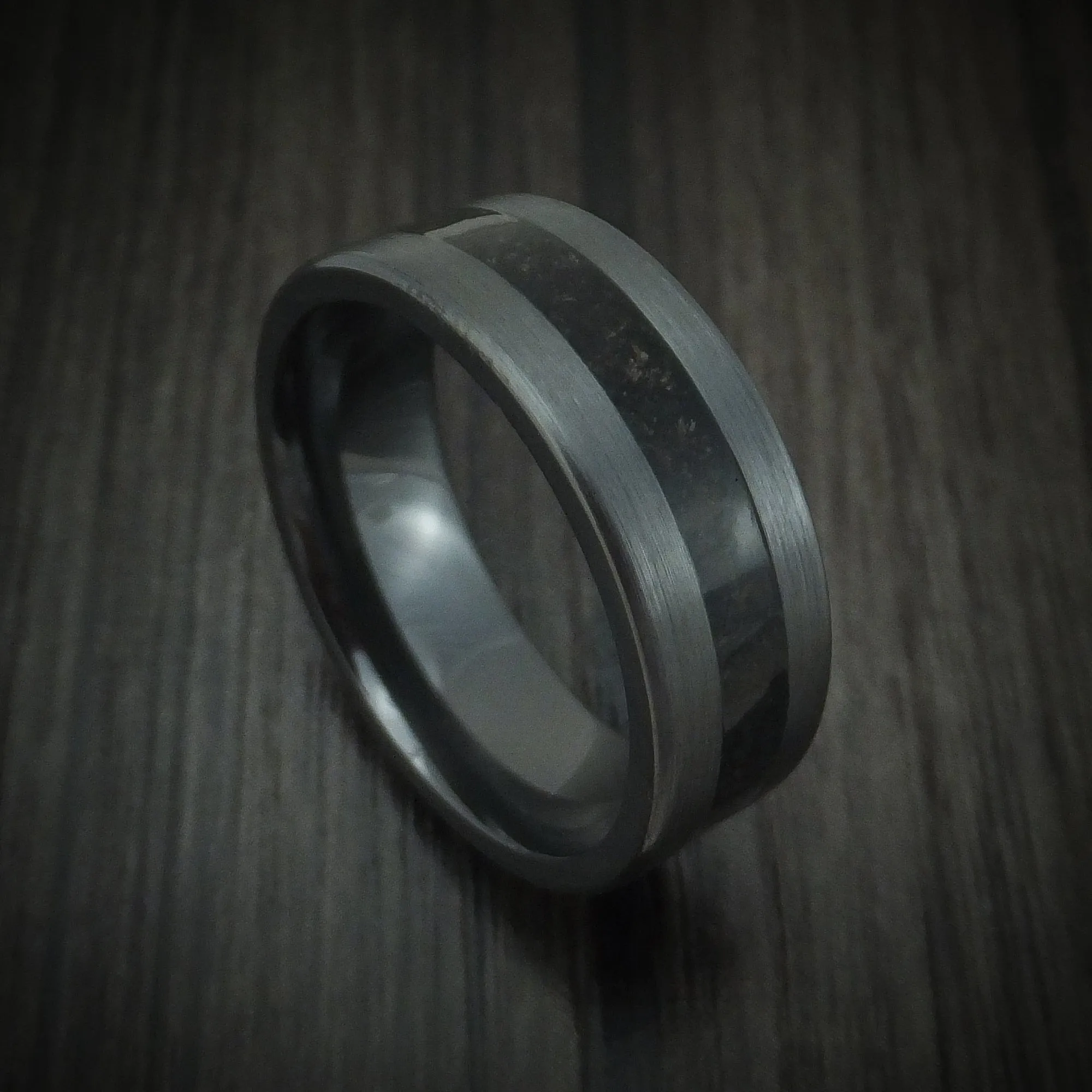 Black Titanium and Dino Bone Men's Ring Custom Made