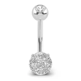 Classic Prong Gem Belly Ring in 14K White Gold