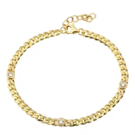 Diamond Multiple Bezels Cuban Link Bracelet