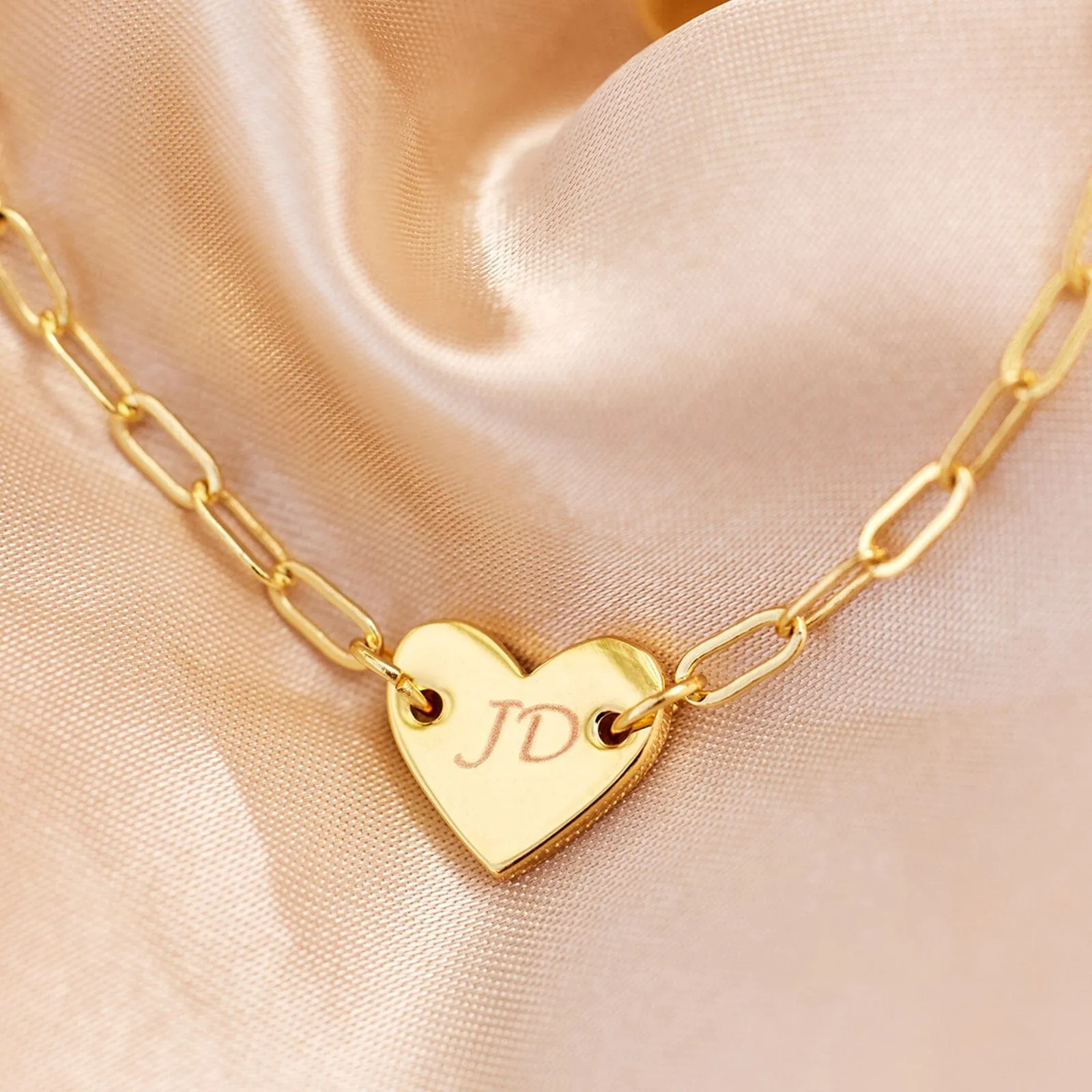 Engravable Heart Paperclip Chain Bracelet