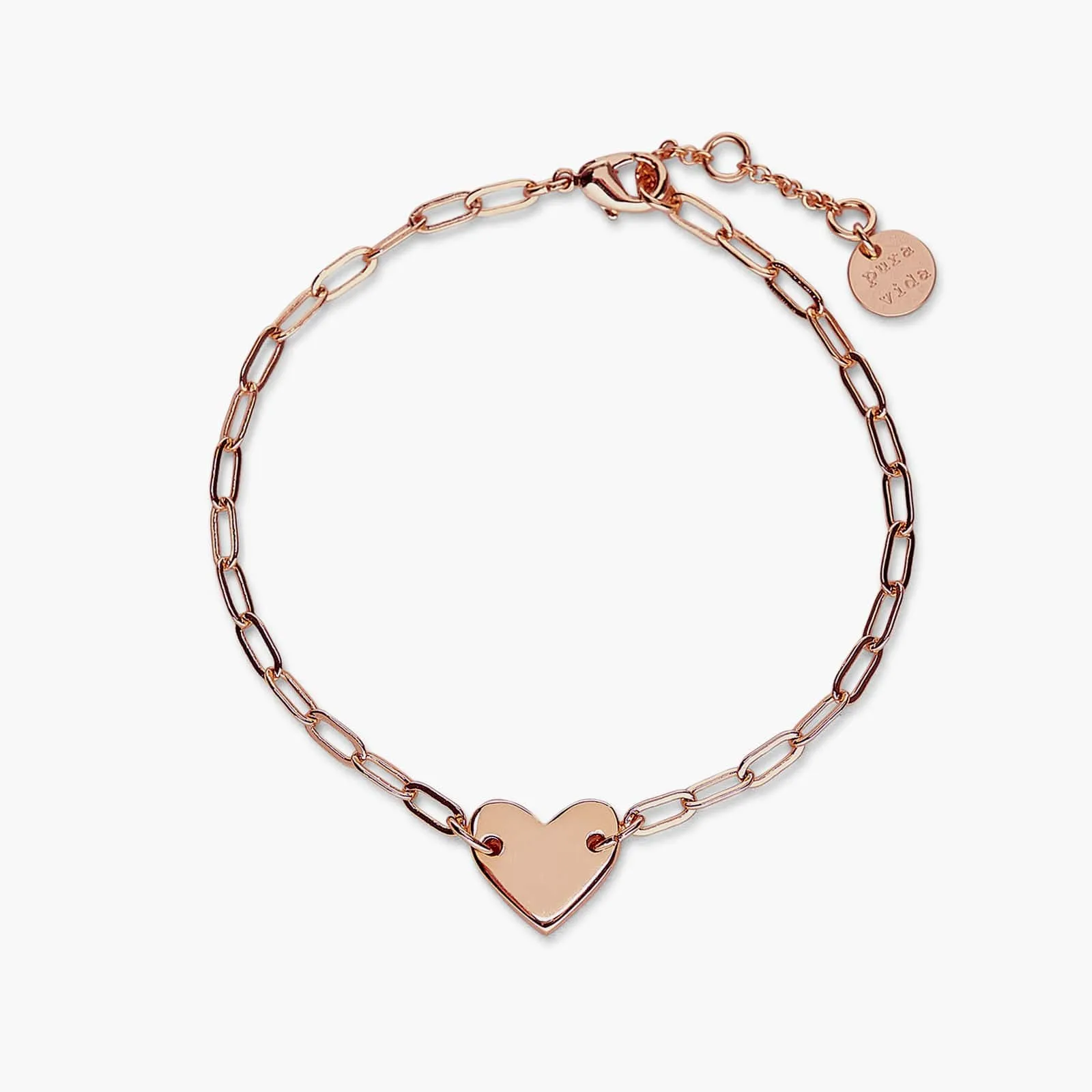 Engravable Heart Paperclip Chain Bracelet