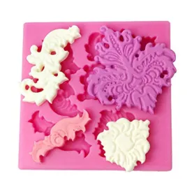 FOUR-C Silicone Fondant Mold Flower Cake Decorating Supplies Color Pink