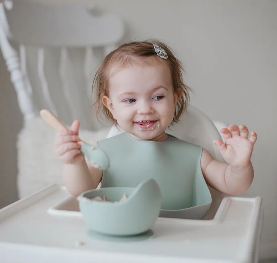 Glitter & Spice Silicone Food Bib - Delicate Pink