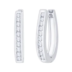 KATARINA 1/2 cttw Channel Set U-Shape Diamond Hoop Earrings