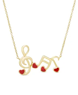 Musical Note Links Necklace - Red