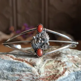 Navajo Made Red Coral Cuff GJ-BRC-0088