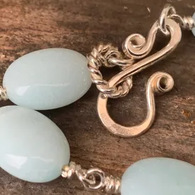 Pale blue Amazonite and Sterling silver bracelet