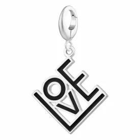 Silver LOVE Charm (Black)