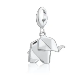 Silver Origami Elephant Charm