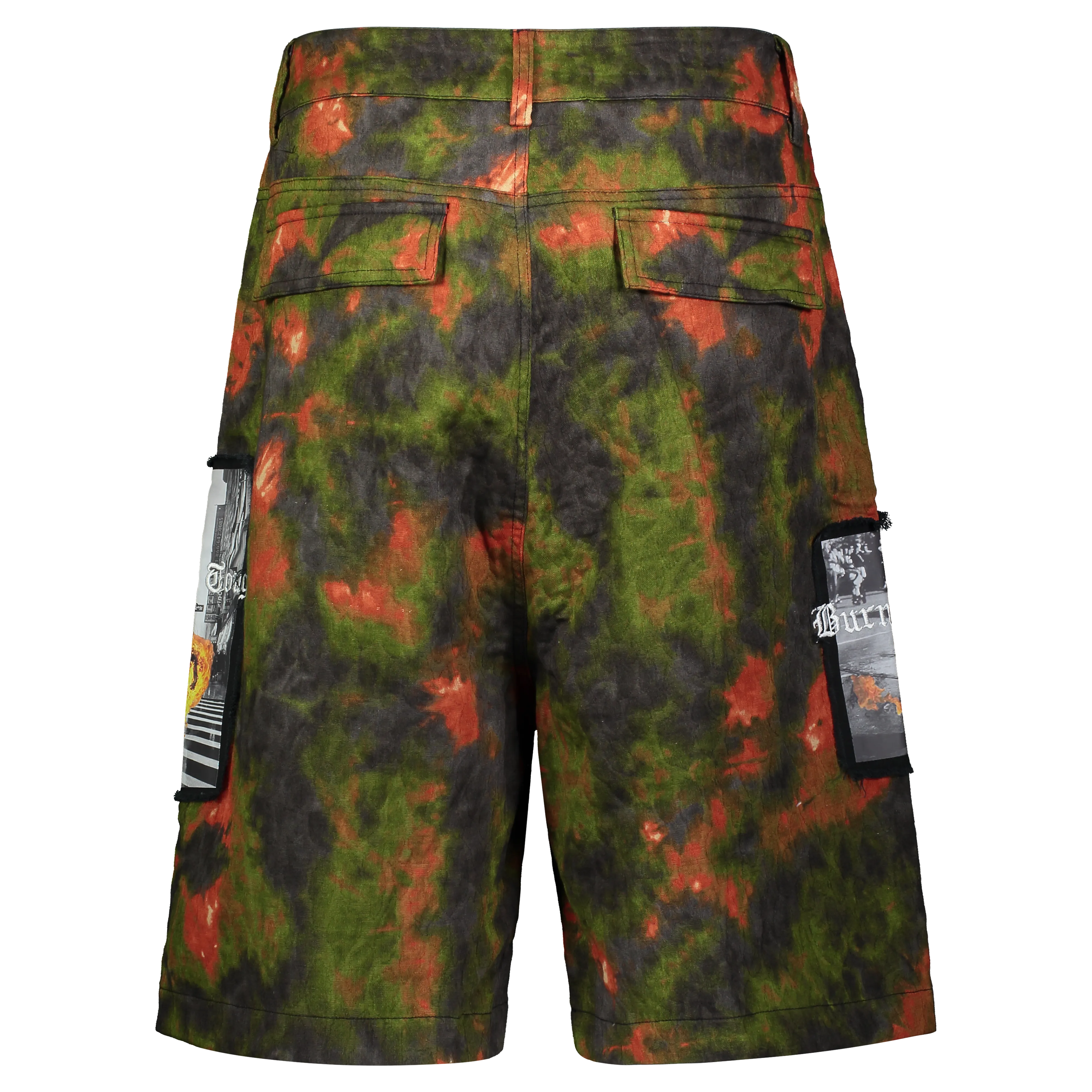 UP IN FLAMES SHORTS GREEN/ORANGE JACQUARD